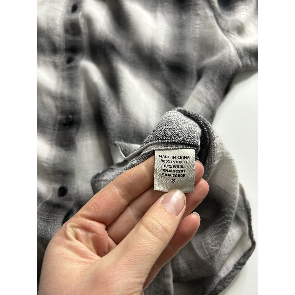 Sundance Catalog Dylan Shirt Women's Small Wool Blend Flannel Black White Plaid - Picture 5 of 8